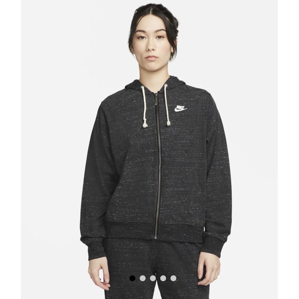 Nike Black/White Sportswear Gym Vintage Full Zip Hoodie, Womens Large
